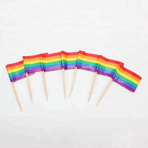 Regenbogen-Flagge Zahnstocher Lesben Homosexuell Pride LGBT Flagge Banner Cooktail Sticks Picks Kuchen-Deckel-Kuchen-Dekoration ZC1817