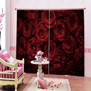 3d Sala Cortina Glamorous rosas vermelhas feitas sob encomenda romântico de decoração de interiores cortinas blackout bonitas