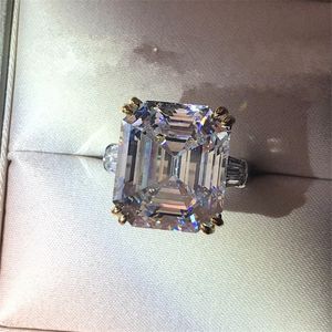 Vecalon pierścionek zaręczynowy obietnica 925 sterling silver Asscher cut 6ct 5A Cz luksusowa obrączka pierścionki dla kobiet biżuteria ślubna