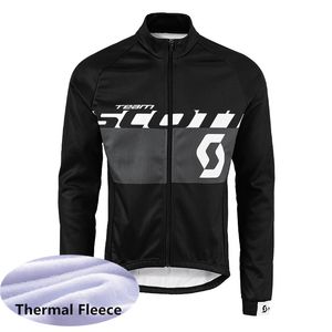 Scott Winter Cycling Thermal Fleece Jersey Mens Pro Team Długim Rękawem Koszulka Rowerowa Odzież Odziec Cieplej MTB Rowerowe Topy Outdoor Sports Uniform Y22041404