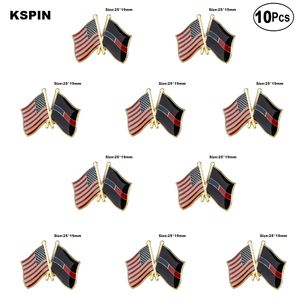 U.S.A Thin Blue Red Line 2 Lapel Pin Flag Badge Brosch Pins Badges 10st mycket