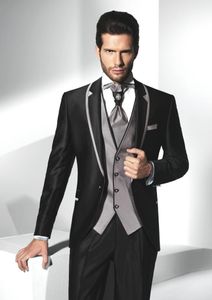Klasik Tasarım Siyah Damat Smokin Şal Yaka Bir Düğme Groomsmen Mens Düğün Elbise Mükemmel Adam Suits (Ceket + Pantolon + Yelek + Kravat) 353