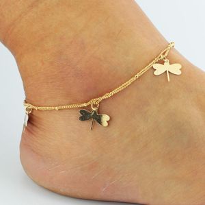 2019 bladfjäril dragonfly anklet armband på benet för kvinnor mode chian på fot flicka strand ankel armband smycken gåva