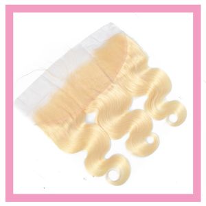 Cabelo humano da malaio Frontal 13x4 Body Wave Blonde Color 613# frontal com cabelo de bebê 10-24inch