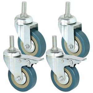 Heavy Duty 75mm Swivel Castor With Brake Trolley Casters Wheels For Furniture, Set Of 4