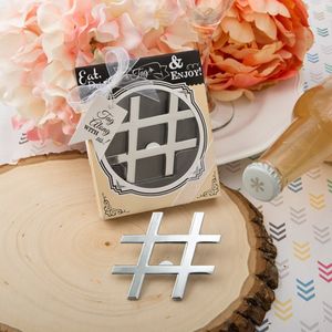 50PCS Wedding Favors Hashtag Love Silver Metal Bottle Opener Bridal Shower Party Giveaways Hash Symbol Beer Openers with Gift Box Packaging