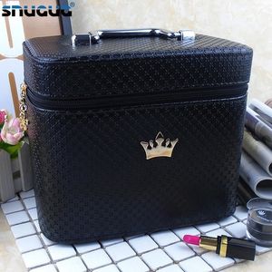 Women Noble Crown Big Capacity Professional Makeup Case Organizer High Quality Cosmetic Bag Portable Brush Storage Box Suitcase J190614