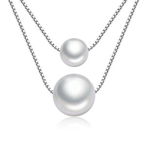 High quality Natural pearl Multi layered Necklaces For women 925 Sterling Silver chians White Gray Round oysters Pearl pendant Jewelry