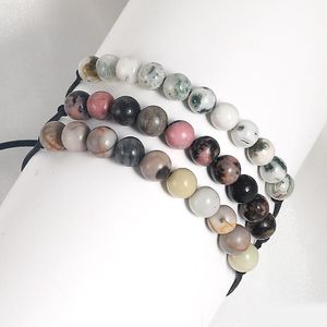 Moda 6mm Kamień Naturalny Bransoletki Handmade Weave Pleciony Wax Liny Bransoletki Dla Kobiet Mężczyźni Zgadła Letnia Plaża Biżuteria