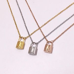Wholesale chain links resale online - Designer Branded Couple Necklace Fashion Luxuries Lock Pendant Necklaces K Titanium Steel Plated Women Necklace for Birthday Gift