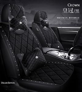 Winter season Velvet warm car seat cover drilling Crown graphics Leather surround short plush cloth Universal cushion Protective covers