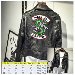 Serpents Southside Riverdale Print PU Jackets Women South Side Streetwear Black Leather Coat Hoodie Girls Jacket BUUH