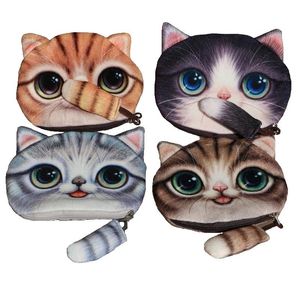 3d animais Zipper Caixa da cara do gato bonito Coin Purse bolsas de pelúcia feminina carteira / criança bolsa Maquiagem Buggy headset Bag Pouch Bolsa Feminina presente