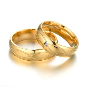 Wholesale diamond gold wedding bands for sale - Group buy Stainless Steel Gold Ring Groove Diamond Rings Engagement Wedding Rings Band Couple Fashion Jewelry Women Mens Gift Will and Sandy