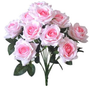 Künstliche Rose (12 Köpfe/Strauß), 36 cm Länge, künstliche Kohlrosen für Hochzeit, Zuhause, Schaufenster, dekorative künstliche Blumen