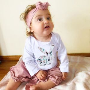 2019 Neonato Neonata bambini abiti firmati tuta pagliaccetto tuta pantaloni + fascia abiti set di vestiti