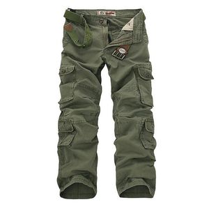 Großhandels-Armee-Grün-Männer-Cargo-Hosen Khaki Schwarz Lose Taktische Hose Multi Taschen Baumwolle Baggy Hosen Männer Äußere Overalls Mann 28-44