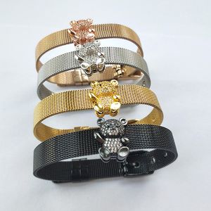 Bracelete de cinto de relógio de jóias de moda, micro pavimentar cz teddy urso forma espaçadores charme ajustável para presentes de natal bg230