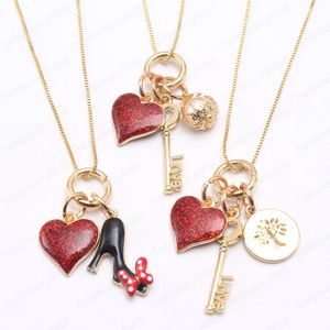 Girls Kids Heart/Key/High Heels Pendant Necklace For Child Valentine's Day Jewelry Long Chain Charming Pendant Necklace