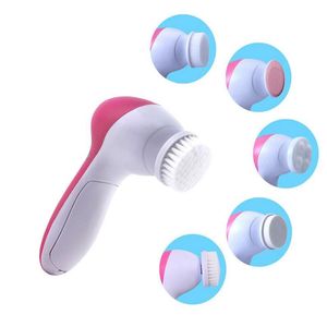 5 in1 Electric Face Cleaner with brushes personal care acne Facial Massager Skin Beauty tools soft machine DHL