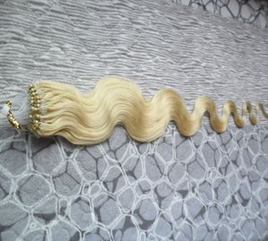 Virgin Brasilian Body Wave Hair Loop Micro Ring Remy Hair Extension 100% Human 1g / Strand 100g Micro Bead Link Mänskliga hårförlängningar