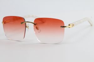 Haute qualité planche blanche lunettes de soleil sans monture hommes 8300816 lunettes de soleil unisexe pilotes classiques cadre en métal loisirs simples C décoration or