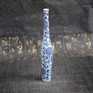 Qianlong Новый год синий и белый запутанный капает губаань бутылку длинные шеи мини ваза дома украшения дома боговый дисплей