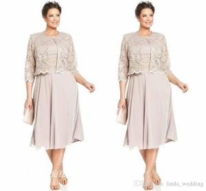 2019 elegante mãe da noiva vestido do noivo com jacklet de alta qualidade chiffon renda formal vestido de festa de casamento plus size vestido de madrinha