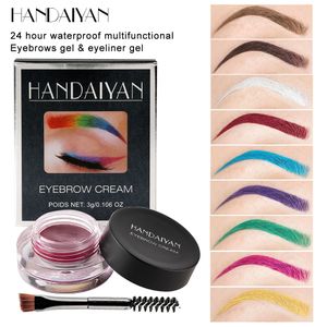 DHL free 2019 NEW HANDAIYAN Gel per eyeliner in gel per sopracciglia multifunzionale impermeabile 24 ore su 24 12 colori a scelta in stock