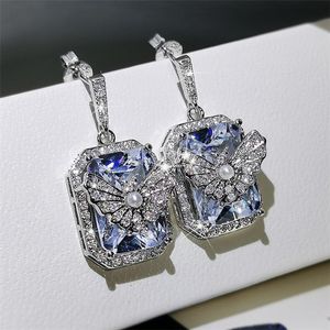 Choucong Classic Women Fashion Jewelry 925 Sterling Silver CZ Crystal Diamond Butterfly Earring Party Wedding Dangle Earring For Lover Gift