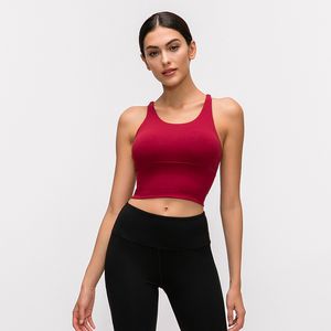 01 LU BRAS YOGA Outfits Sports Solid Color Crop Tops Crossing Backless Beauty Sexy Bras Gym Clothings Running kläder