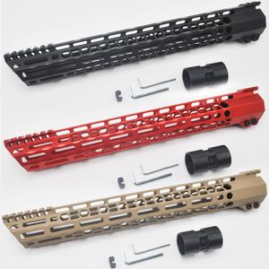 Jakt 15 '' Inch M-Lok Clamping Handguard Rail Picatinny Mount System Ultralight Slant Cut Design_Black / Red / Tan Colors