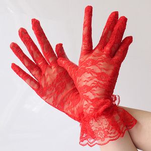 100pcs dhl seksi siyah dantel dantel kısa nefes alabilen bisiklet sürüş güneş bloğu eldivenleri düğün gelini düğün eldiven parti eldivenleri