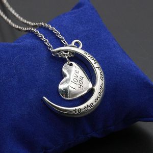 Цепное ожерелье Оптовая Европа горячая луна и задняя лунная ожерелье сердца с подвесными серебряными подвесками ожерелья