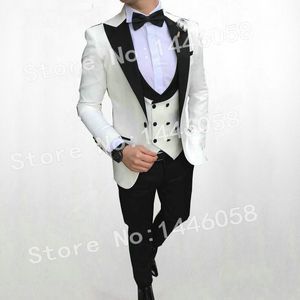 Erkekler Düğün Takım Elbise 2019 Yeni Kostüm Homme Örgün Beyaz Blazer Slim Fit En Iyi Adam Damat Smokin Erkekler Için Düğün Takımları Damat