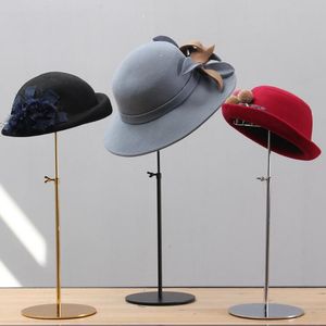 16*28*15cm 3style Iron hat Jewelry head mannequin, electroplating hat model adult counter rack Disc metal base Can adjust height 1PC C519