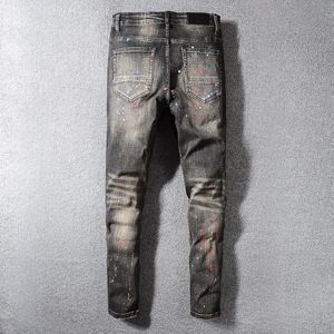 Moda Mens Designer Jeans Hip Hop Afligido Zipper Biker Calças Rasgado Denim Calças Tamanho 28-40 A8088