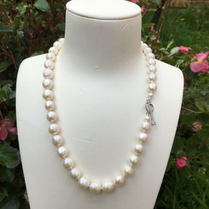 Hand knotted necklace natural 10-11mm white freshwater baroque pearl sweater chain fashion jewelry 45cm
