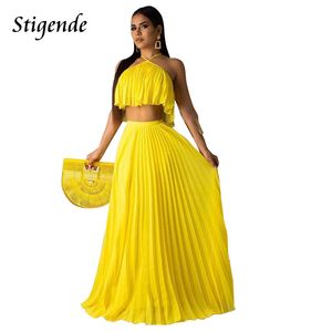 Stygende Summer Chefon Two Piece Long Dress Женщины повседневные 2 куски