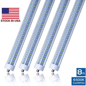 Stock In US + V Shaped 8ft t8 R17D led tubes single pin FA8 8 feet led light tubes Double Rows LED Fluorescent Tube AC 85-265V