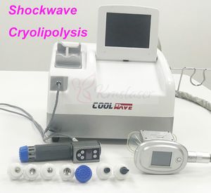 Bärbar 2 i 1 Cryolipolysy Cryotherapy Fettfrysning Elektromagnetiva Shockwave Therapy Fogar Smärta maskin