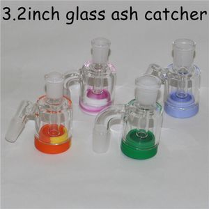 3.2INCH Glass Bong Ash Catchers 14mm 18mm Rökning Pyrex Ashcatcher 45 90 grader Vattenrör Reclaim Catcher Adapter