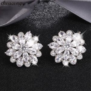 choucong Flower shape Drop earring 5A zircon 925 Sterling silver Engagement Wedding Dangle Earrings for women Bridal jewelry