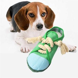 Interaktive saubere Zähne Haustier Katze Slipper Form Leinwand bissfest Traning Spielen lustige weiche Hund quietschende Spielzeug schlichtes Geschenk