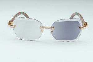 Lente cambia colore intagliata di fascia alta 8300817-C8 montatura per occhiali con diamante in legno color naturale di lusso 58-18-140mm uno specchio doppio