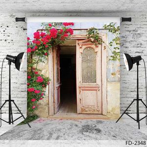 wooden door flower photography background backdrop portrait for photo shoot 5X7ft vinyl cloth backdrops for photo studio camera photo