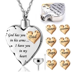 Minneshalsband för mamma pappa kremering av husdjurshänge Smycken minnessak - jag har dig i mitt hjärta