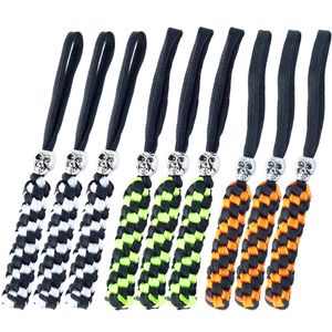 9PCS QingGear Handcrafted Paracord Tactical Knife Lanyard Keychain Tool Lanyard Zipper Pulls with Skull Bead Square Braid Outdoor Gear