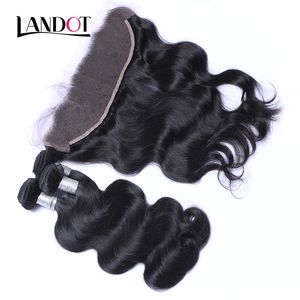 Brazilian Peruvian Malaysian Indian Virgin Human Hair Weave 3Bundles with Lace Frontal Closure Body Wave Straight Loose Deep Curly Remy Hair