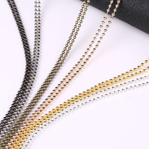 100 meter bredd 2,4mm bollkedja runda boll pärlor kedjor för halsband armband diy smycken gör tillbehör guld silver brons färg